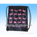 2014 Promotional Bag 210D Polyester Black Drawstring bag with screen printing for present